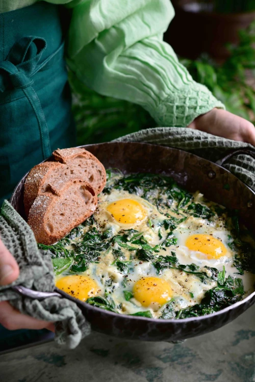 Spinazie met room en een spiegeleitje (keto)