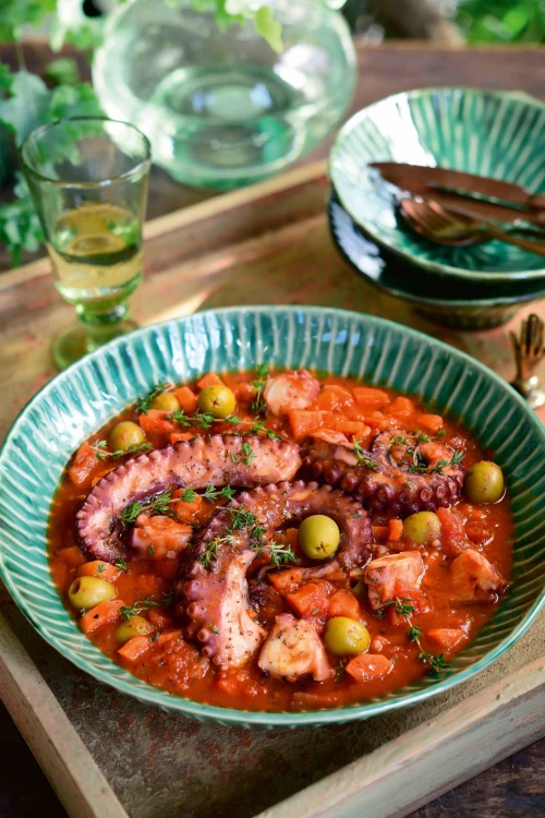 Octopus in pittige tomatensaus (keto)