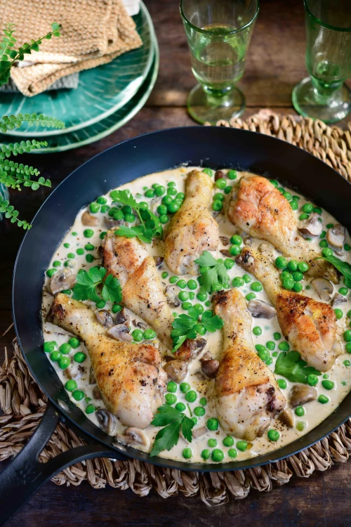 Romig champignon-kippannetje