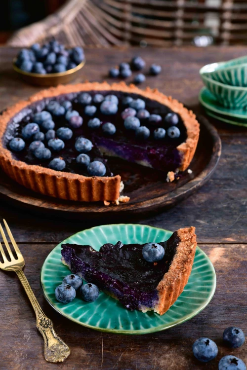 Taartje met blauwe bessen