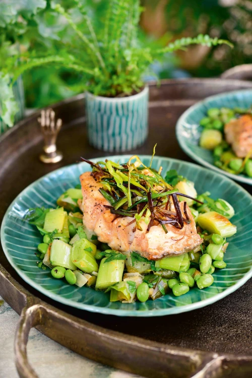 Zalmfilet met prei